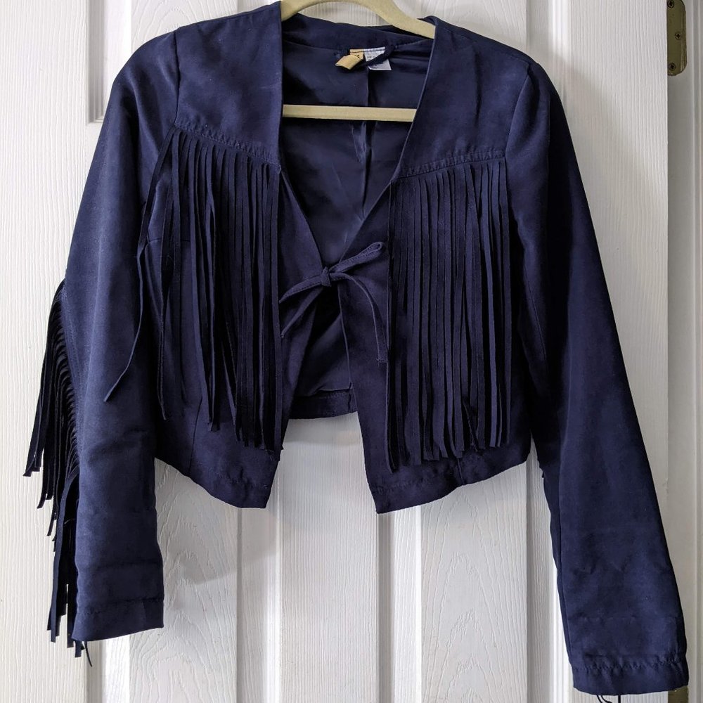 Fringe Faux Suede Cropped Jacket